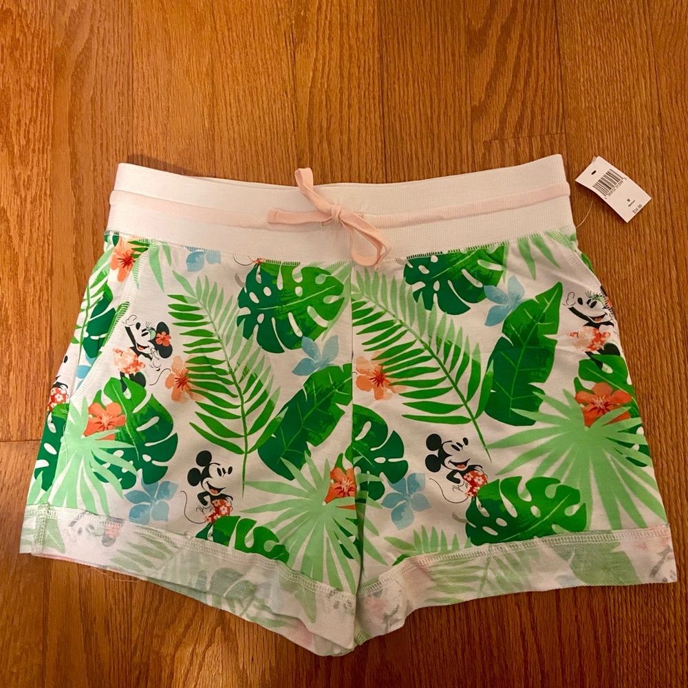 Disney Women's Green Leaf Print Shorts